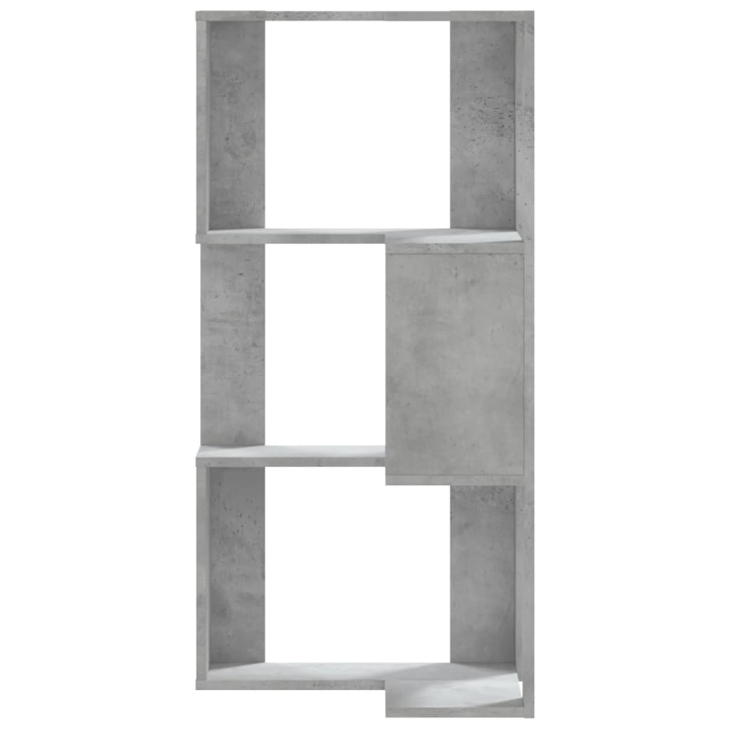 vidaXL Eck-Bücherregal 3 Böden Betongrau 50x50x102 cm Holzwerkstoff