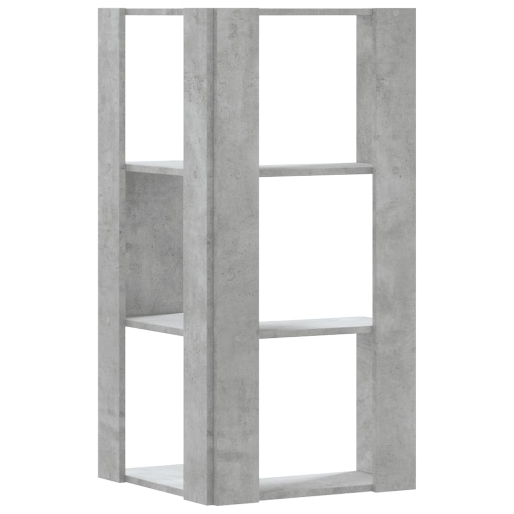 vidaXL Eck-Bücherregal 3 Böden Betongrau 50x50x102 cm Holzwerkstoff
