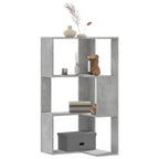 vidaXL Eck-Bücherregal 3 Böden Betongrau 50x50x102 cm Holzwerkstoff