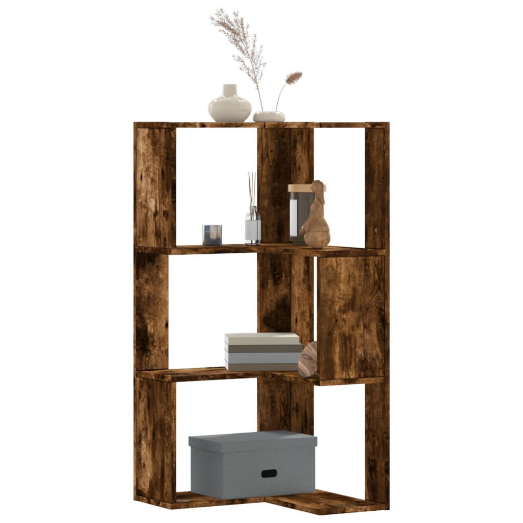 vidaXL Eck-Bücherregal 3 Böden Räuchereiche 50x50x102 cm Holzwerkstoff