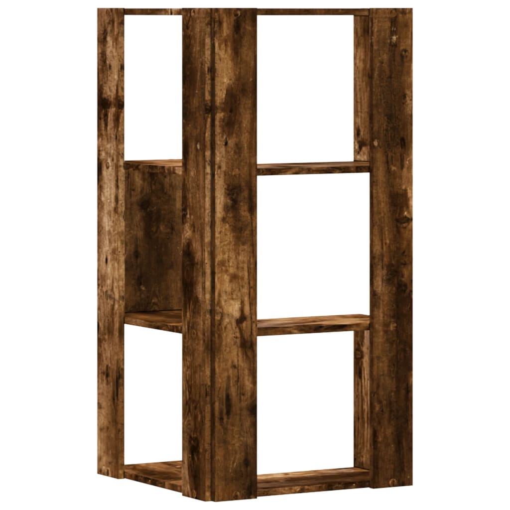 vidaXL Eck-Bücherregal 3 Böden Räuchereiche 50x50x102 cm Holzwerkstoff