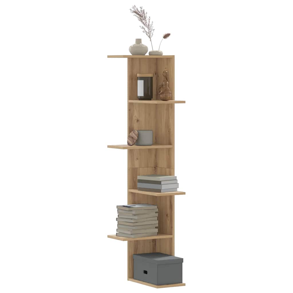 vidaXL Wand-Eckregal Artisan-Eiche 36,5x36,5x140 cm Holzwerkstoff