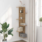 vidaXL Wand-Eckregal Artisan-Eiche 36,5x36,5x140 cm Holzwerkstoff