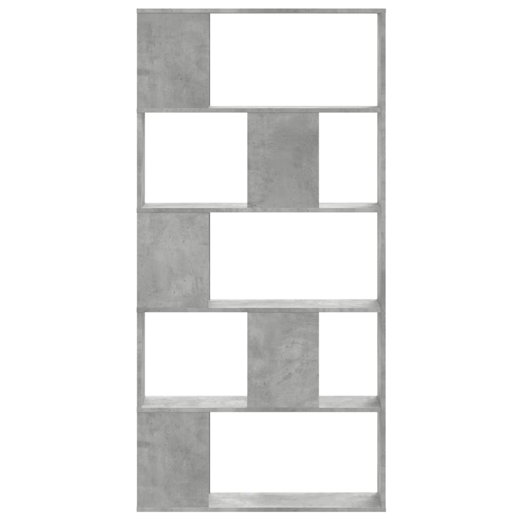 vidaXL Bücherregal 5 Böden Betongrau 80,5x23,5x162,5 cm Holzwerkstoff