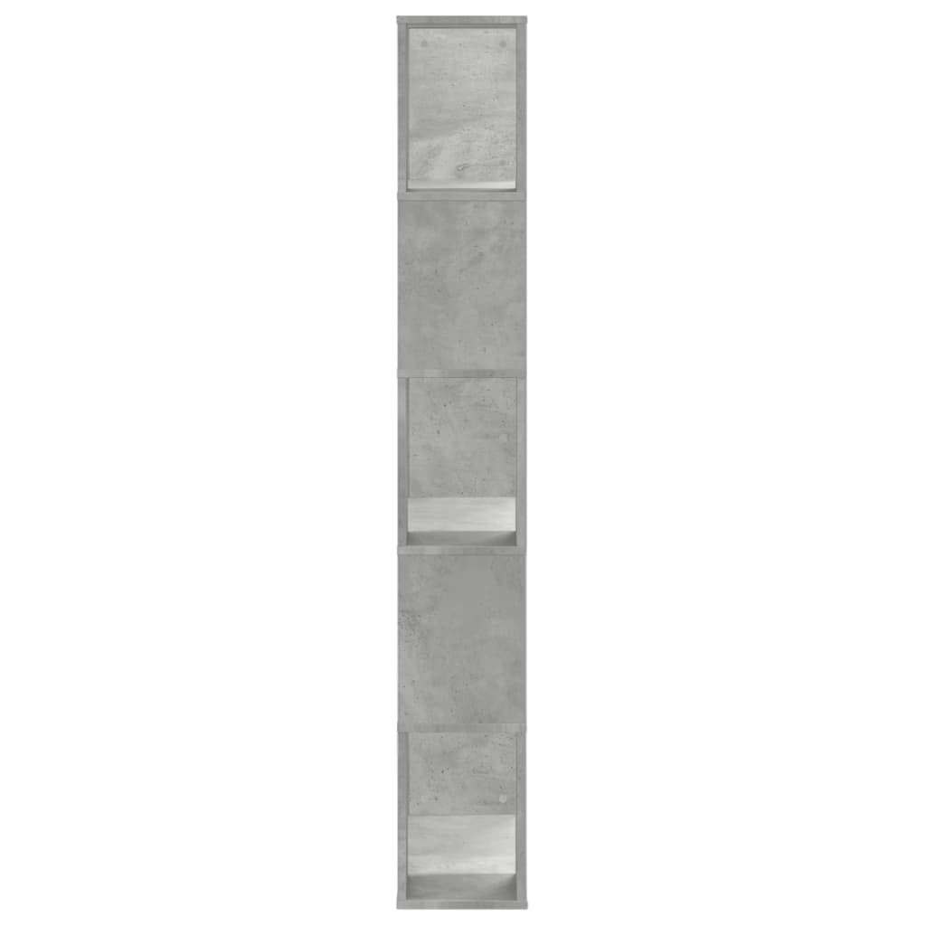 vidaXL Bücherregal 5 Böden Betongrau 80,5x23,5x162,5 cm Holzwerkstoff
