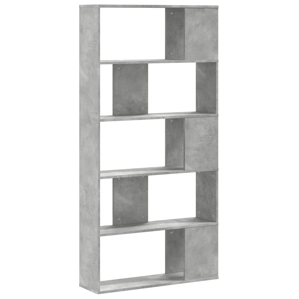 vidaXL Bücherregal 5 Böden Betongrau 80,5x23,5x162,5 cm Holzwerkstoff