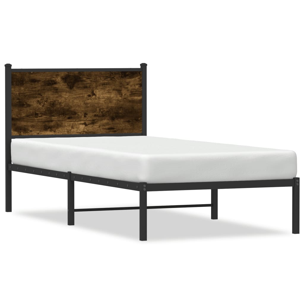vidaXL Metallbett ohne Matratze Räuchereiche 75x190 cm