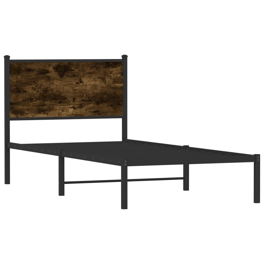 vidaXL Metallbett ohne Matratze Räuchereiche 75x190 cm