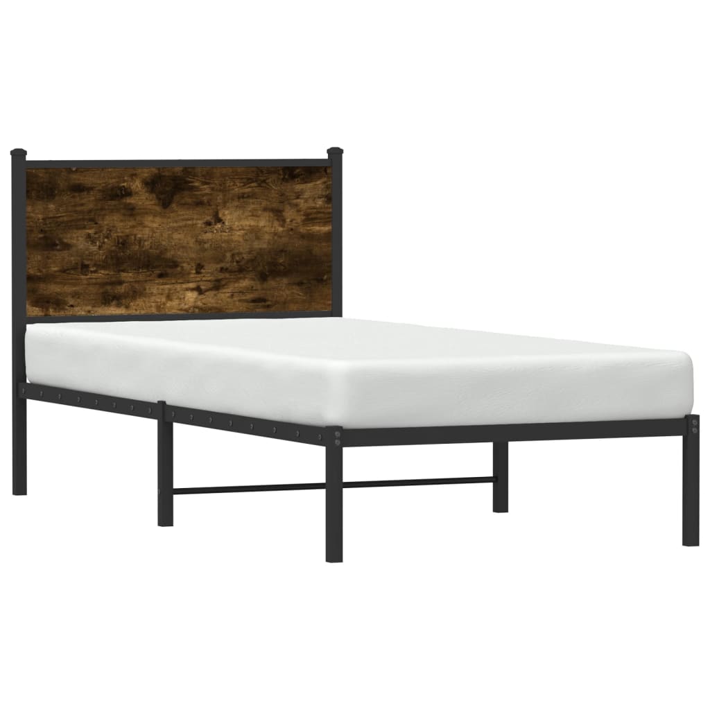 vidaXL Metallbett ohne Matratze Räuchereiche 75x190 cm