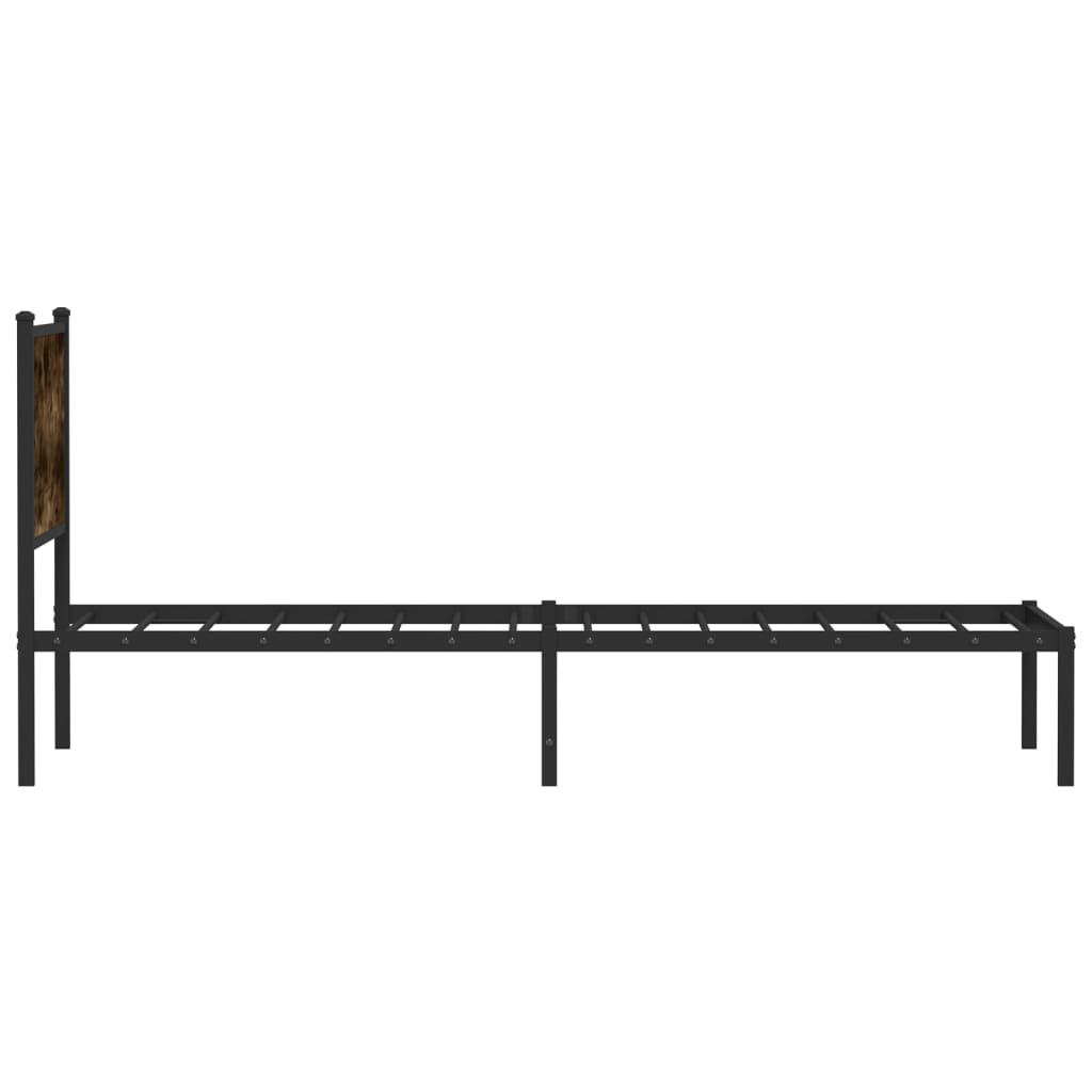 vidaXL Metallbett ohne Matratze Räuchereiche 75x190 cm