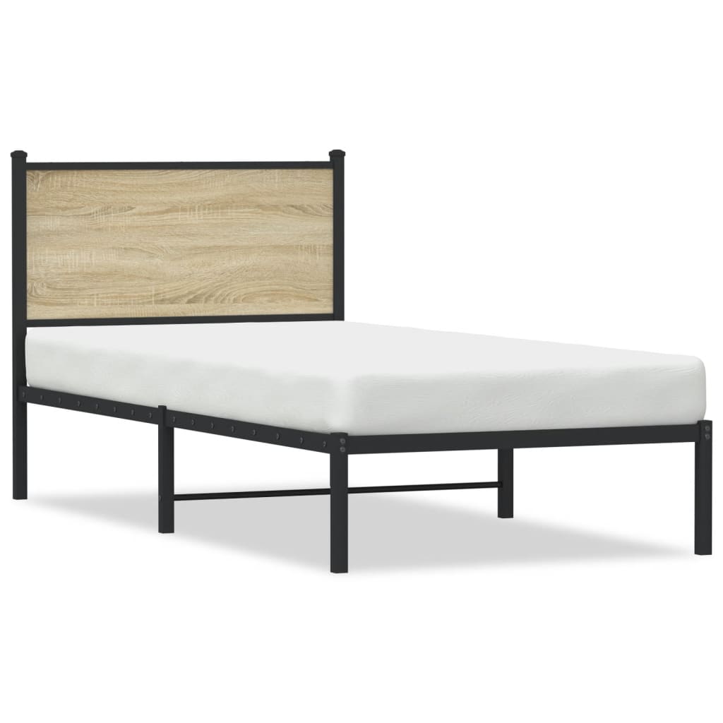 vidaXL Metallbett ohne Matratze Sonoma-Eiche 75x190 cm