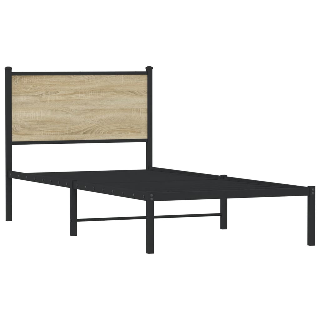 vidaXL Metallbett ohne Matratze Sonoma-Eiche 75x190 cm