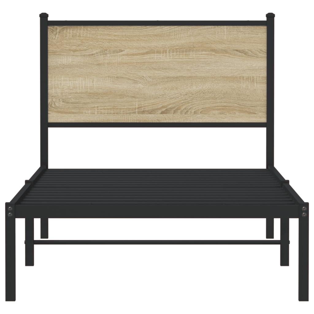 vidaXL Metallbett ohne Matratze Sonoma-Eiche 75x190 cm