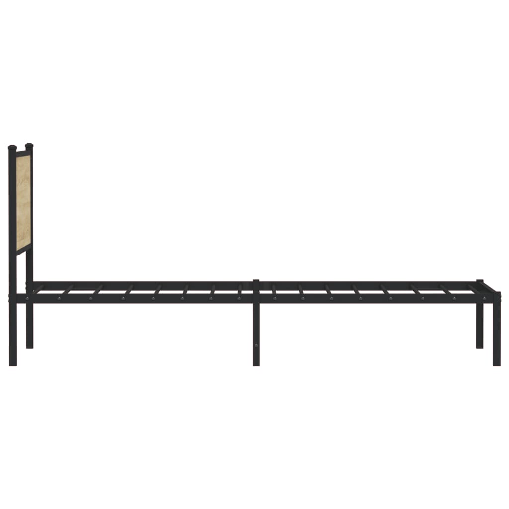 vidaXL Metallbett ohne Matratze Sonoma-Eiche 75x190 cm
