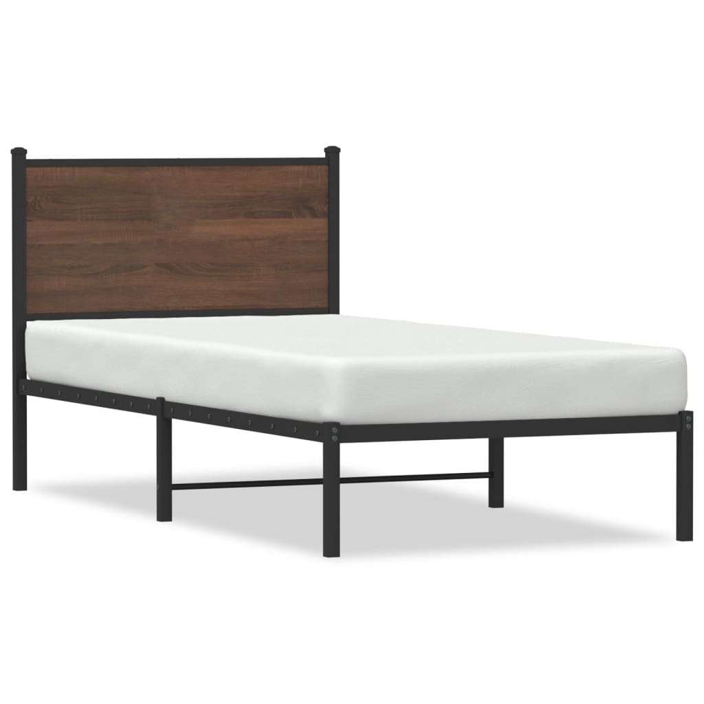 vidaXL Metallbett ohne Matratze Braun Eichen-Optik 75x190 cm