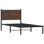 vidaXL Metallbett ohne Matratze Braun Eichen-Optik 75x190 cm