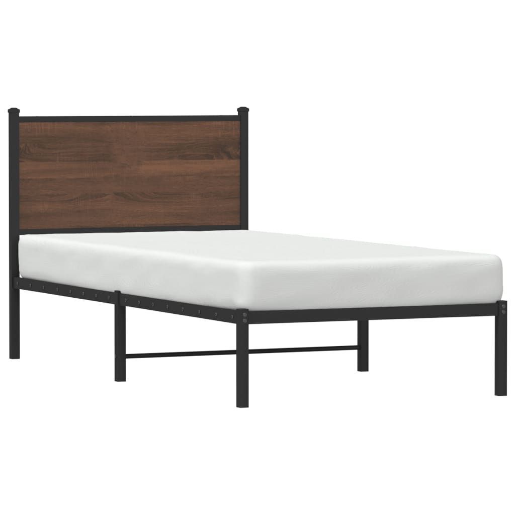 vidaXL Metallbett ohne Matratze Braun Eichen-Optik 75x190 cm
