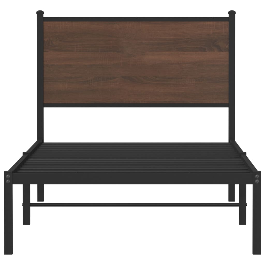 vidaXL Metallbett ohne Matratze Braun Eichen-Optik 75x190 cm
