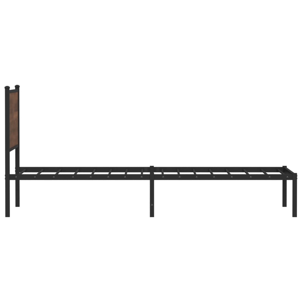 vidaXL Metallbett ohne Matratze Braun Eichen-Optik 75x190 cm