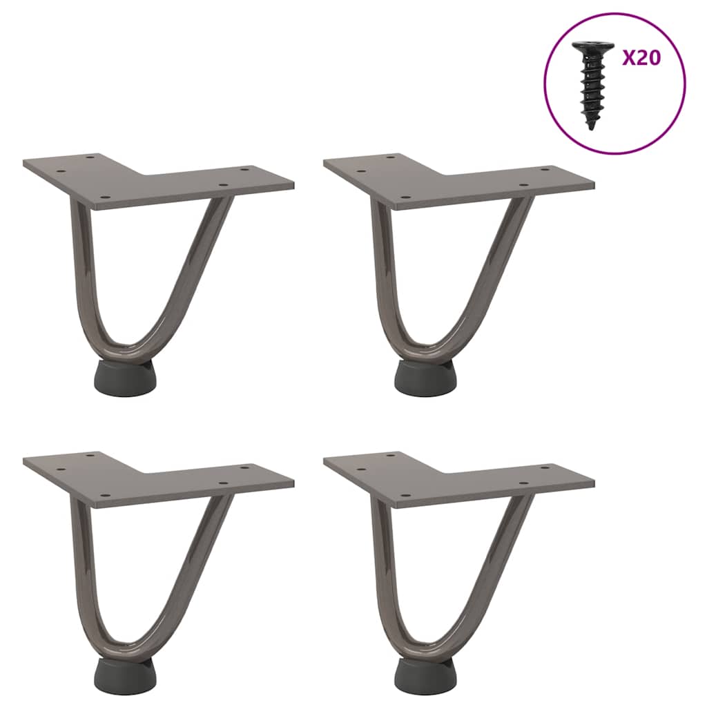 vidaXL Haarnadelbeine für Couchtisch 4 Stk. Naturstahl 10 cm Massivstahl