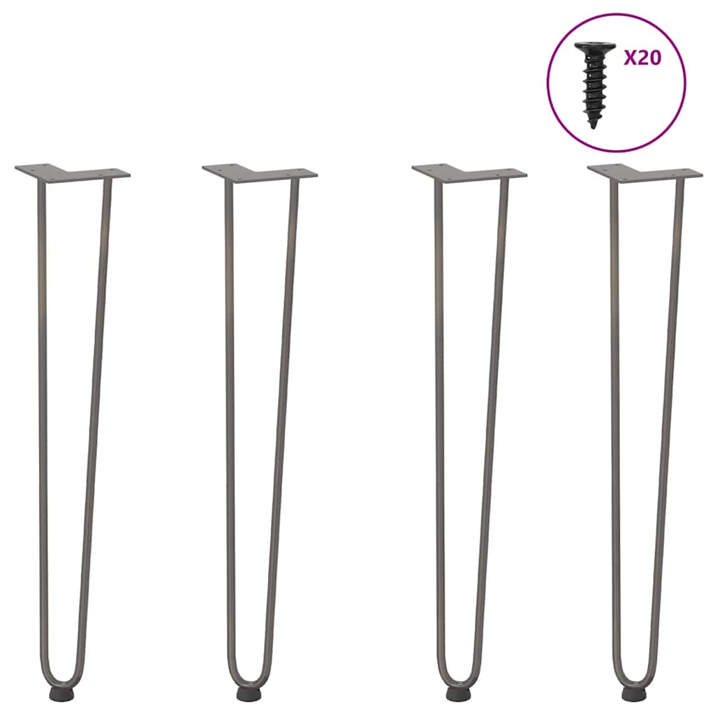 vidaXL Haarnadelbeine für Konsolentische 4 Stk. Naturstahl 72 cm Massivstahl
