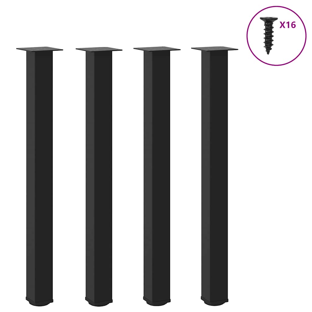 vidaXL Bartischbeine 4 Stk. Schwarz 90-92 cm Stahl