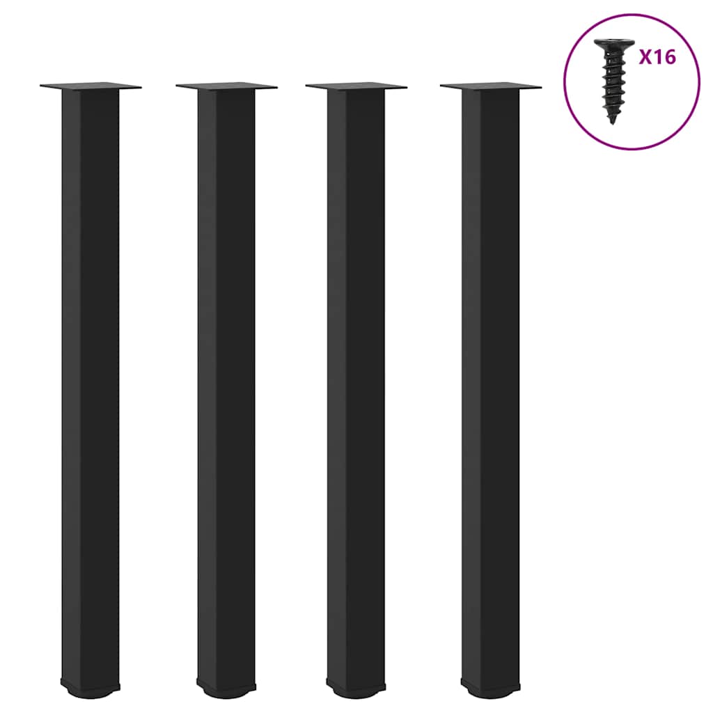 vidaXL Bartischbeine 4 Stk. Schwarz 110-112 cm Stahl