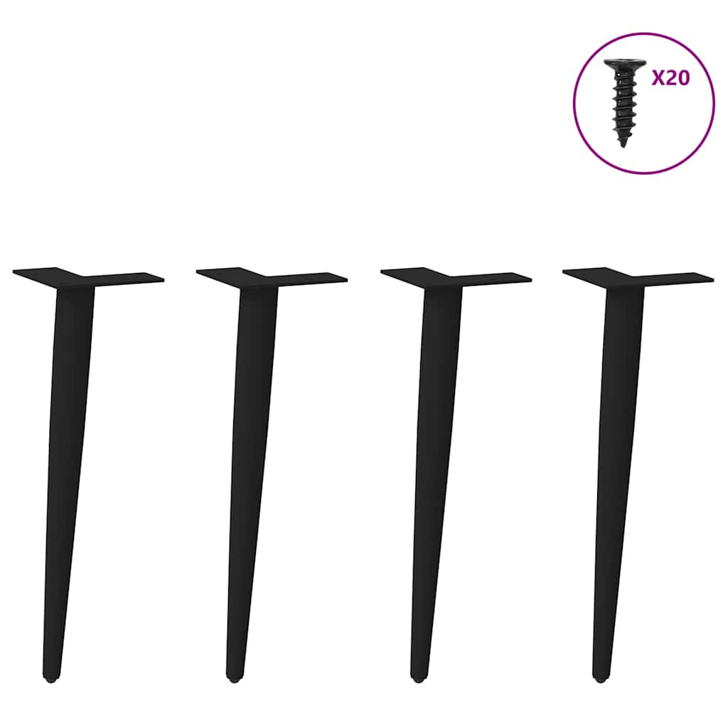 vidaXL Couchtischbeine Konische Form 4 Stk. Schwarz 30-31 cm Stahl
