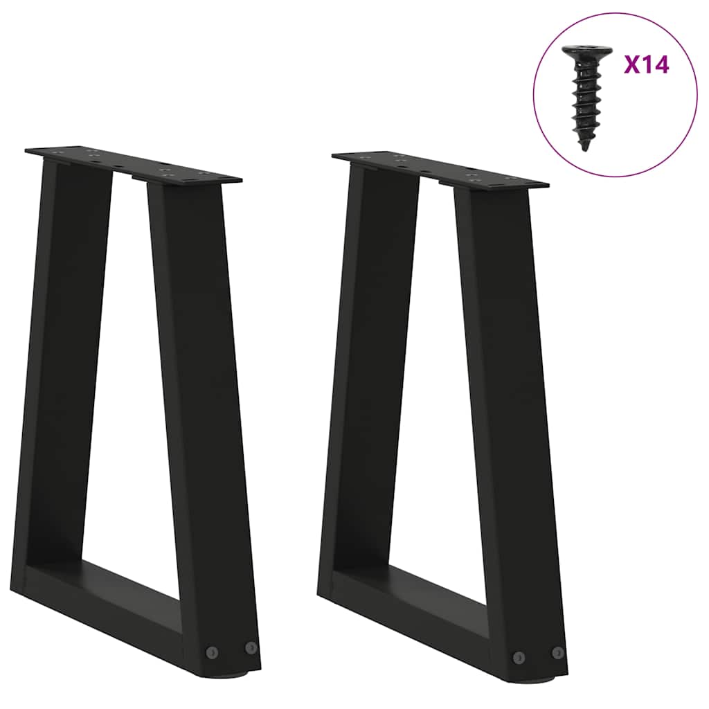 vidaXL Couchtischbeine V-Form 2 Stück Schwarz 38x(42-43,3) cm Stahl