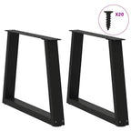 vidaXL Couchtischbeine V-Form 2 Stück Schwarz 50x(42-43,3) cm Stahl