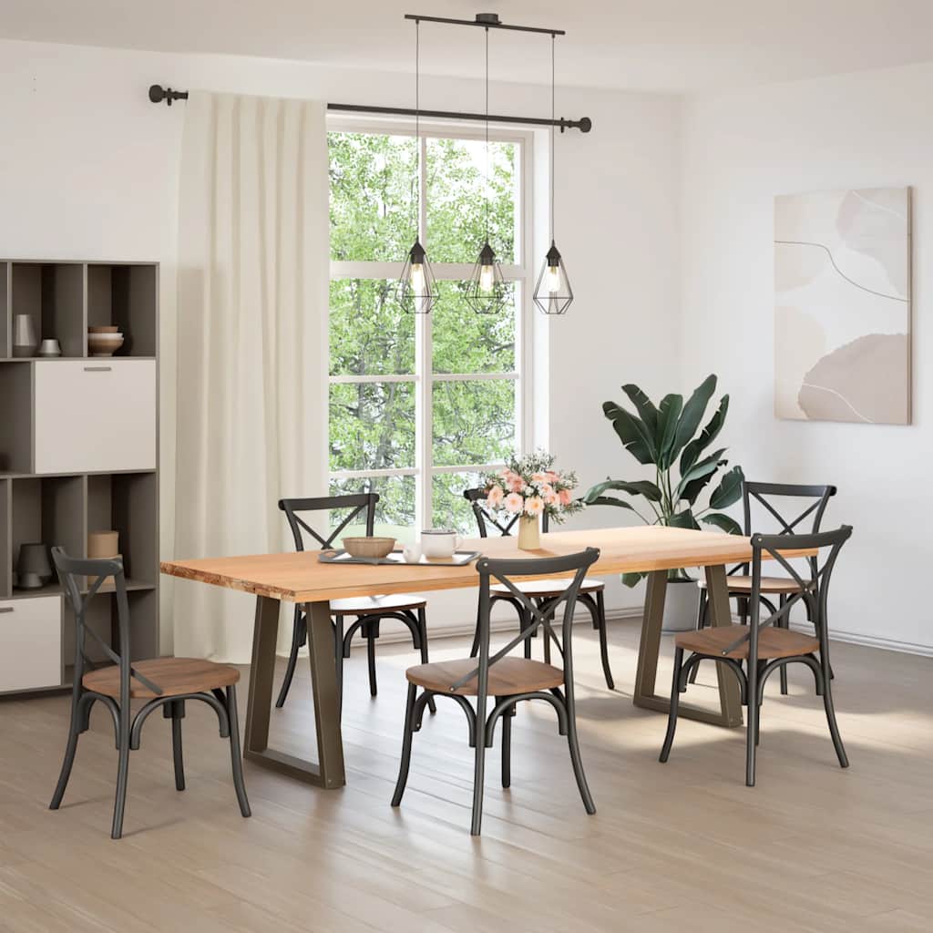 vidaXL Esstisch Beine V-Form 2 Stück Naturstahl 50x(72-73,3) cm Stahl
