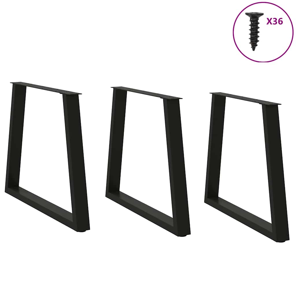 vidaXL Esstisch Beine V-Form 3 Stück Schwarz 70x(72-73,3) cm Stahl