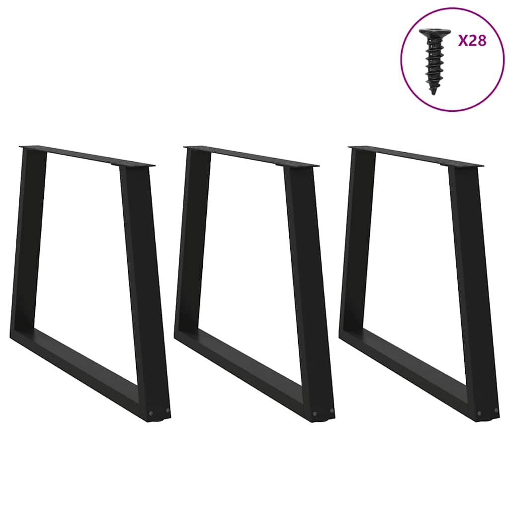 vidaXL Esstischbeine V-Form 3 Stück Schwarz 90x(72-73,3) cm Stahl
