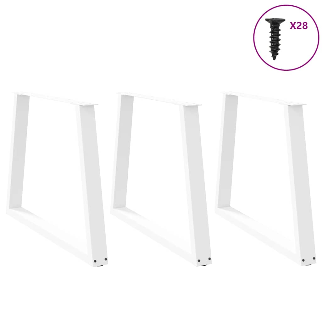 vidaXL Esstischbeine V-Form 3 Stück Weiß 100x(72-73,3) cm Stahl