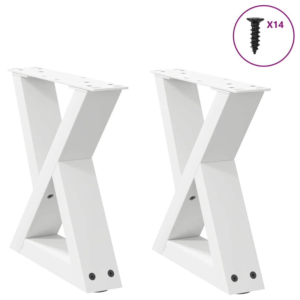 vidaXL Couchtischbeine 2 Stk. Weiß 40x(30-31,3) cm Stahl