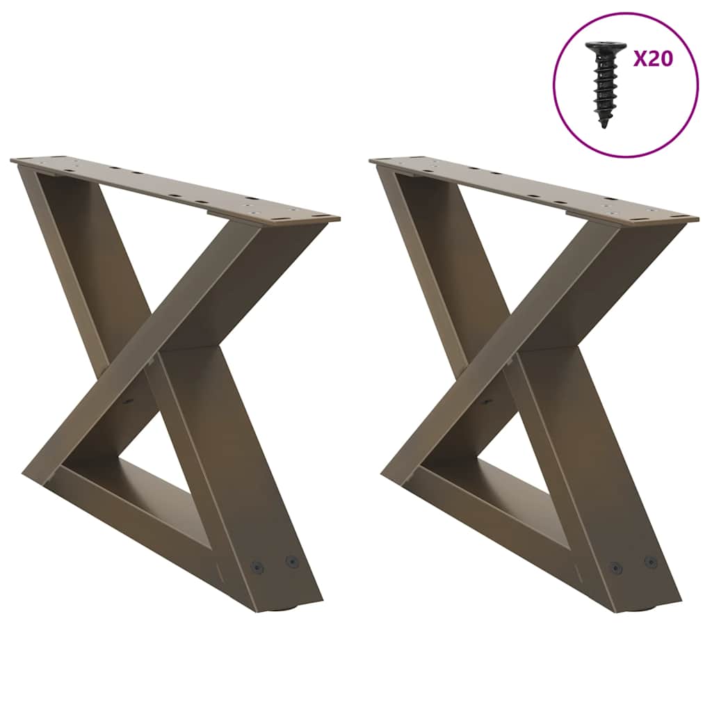 vidaXL Couchtischbeine 2 Stk. Naturstahl 60x(30-31,3) cm Stahl