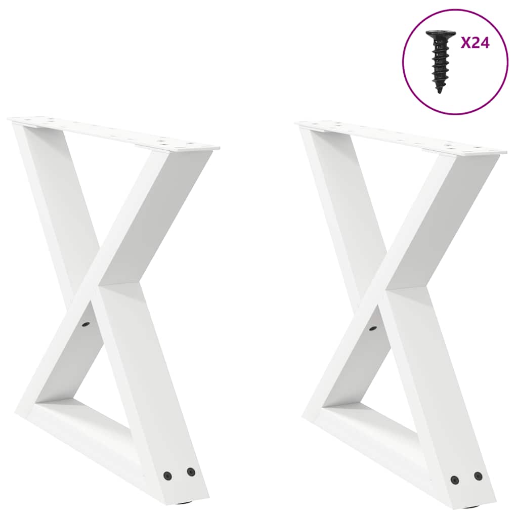 vidaXL Couchtischbeine 2 Stk. Weiß 50x(42-43,3) cm Stahl