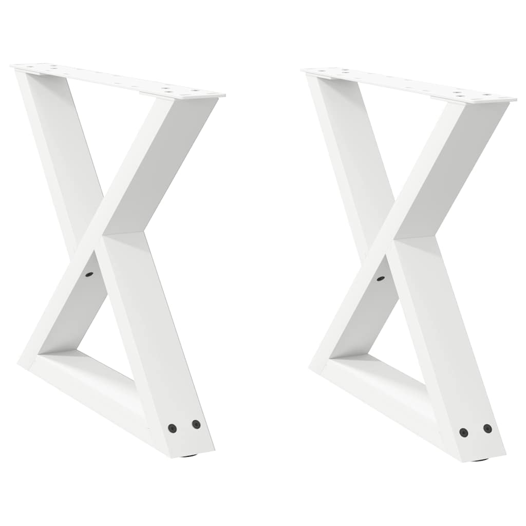 vidaXL Couchtischbeine 2 Stk. Weiß 50x(42-43,3) cm Stahl