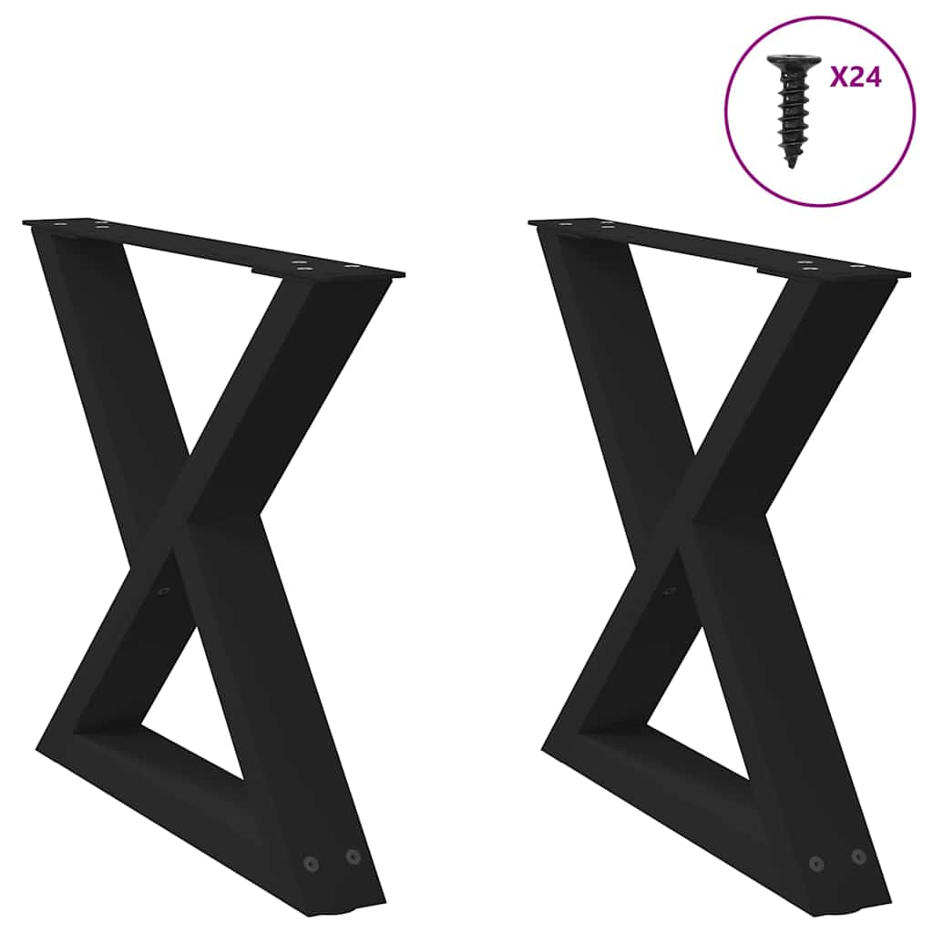 vidaXL Couchtischbeine 2 Stk. Schwarz 60x(42-43,3) cm Stahl
