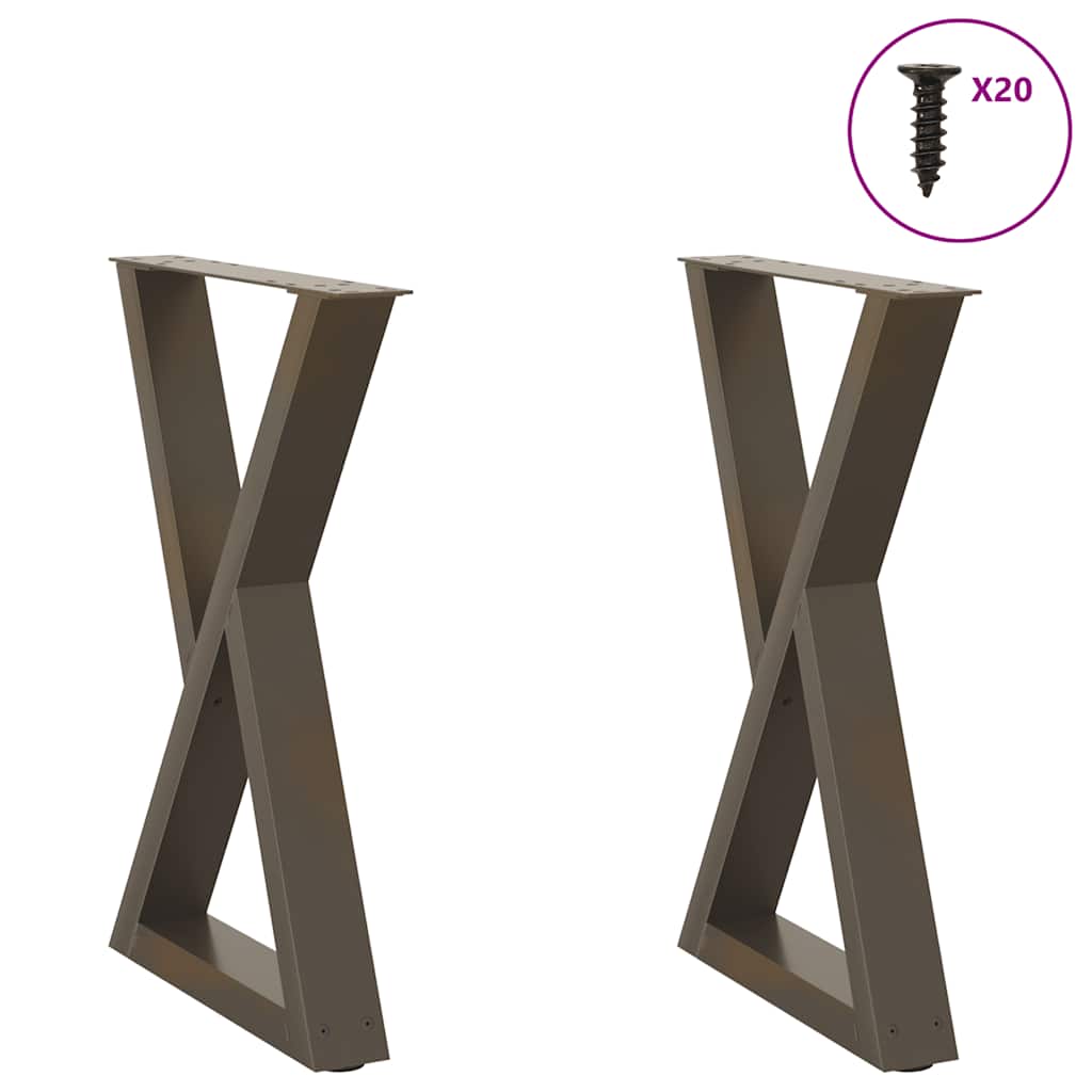 vidaXL Esstisch Beine 2 Stück Naturstahl 50x(72-73,3) cm Stahl