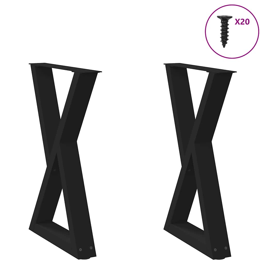 vidaXL Esstisch Beine 2 Stk. Schwarz 60x(72-73,3) cm Stahl