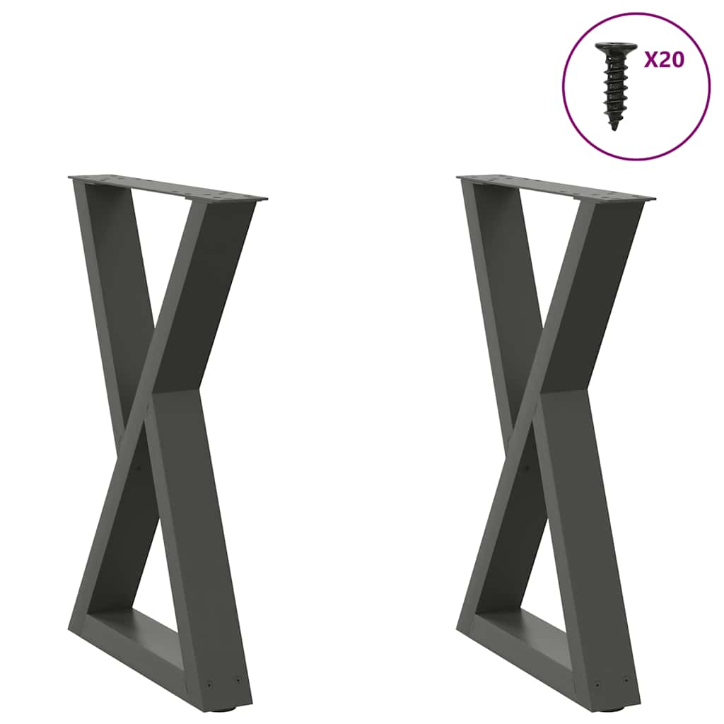 vidaXL Esstisch Beine 2 Stk. Schwarz 60x(72-73,3) cm Stahl