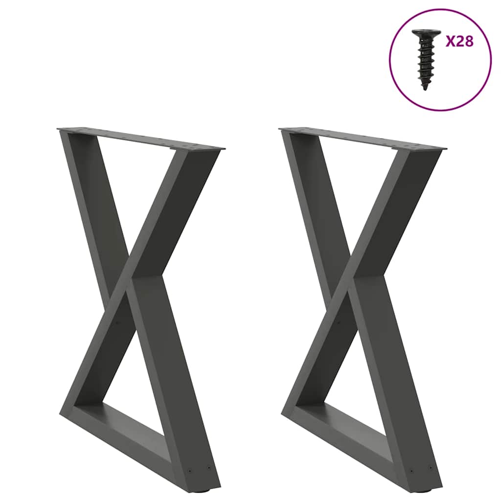 vidaXL Esstisch Beine 2 Stück Schwarz 70x(72-73,3) cm Stahl