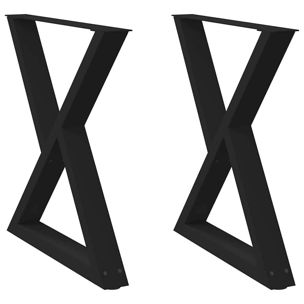 vidaXL Esstischbeine 2 Stück Schwarz 80x(72-73,3) cm Stahl