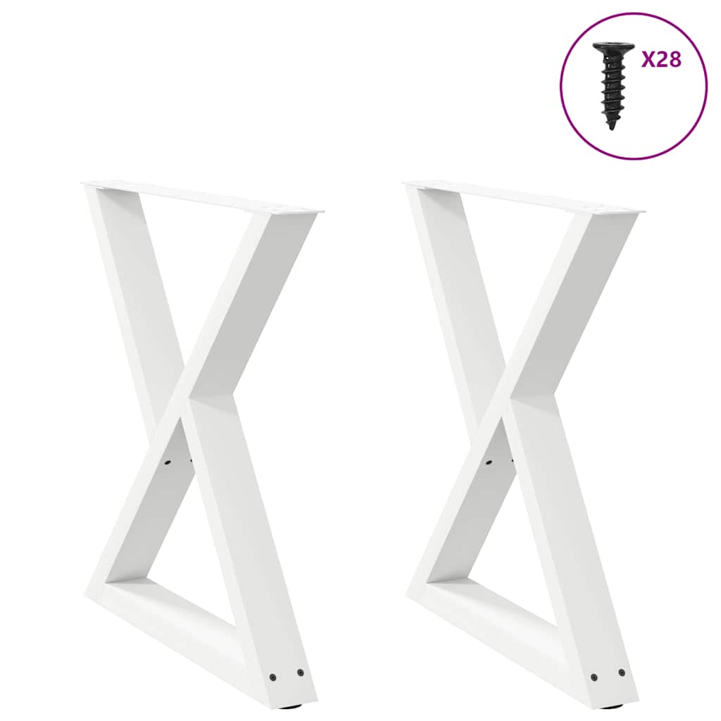 vidaXL Esstisch Beine 2 Stück Weiß 80x(72-73,3) cm Stahl