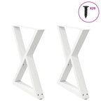 vidaXL Esstisch Beine 2 Stück Weiß 80x(72-73,3) cm Stahl