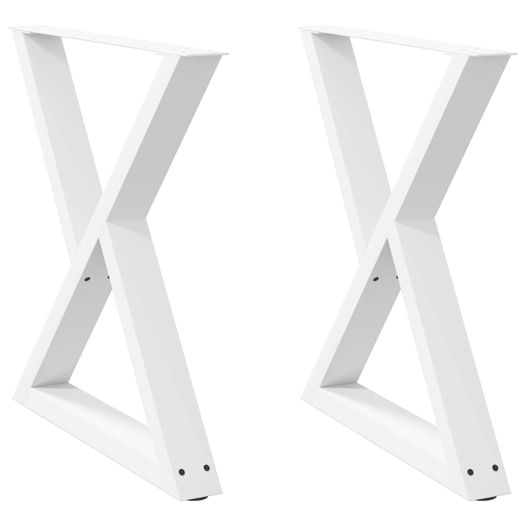 vidaXL Esstisch Beine 2 Stück Weiß 80x(72-73,3) cm Stahl