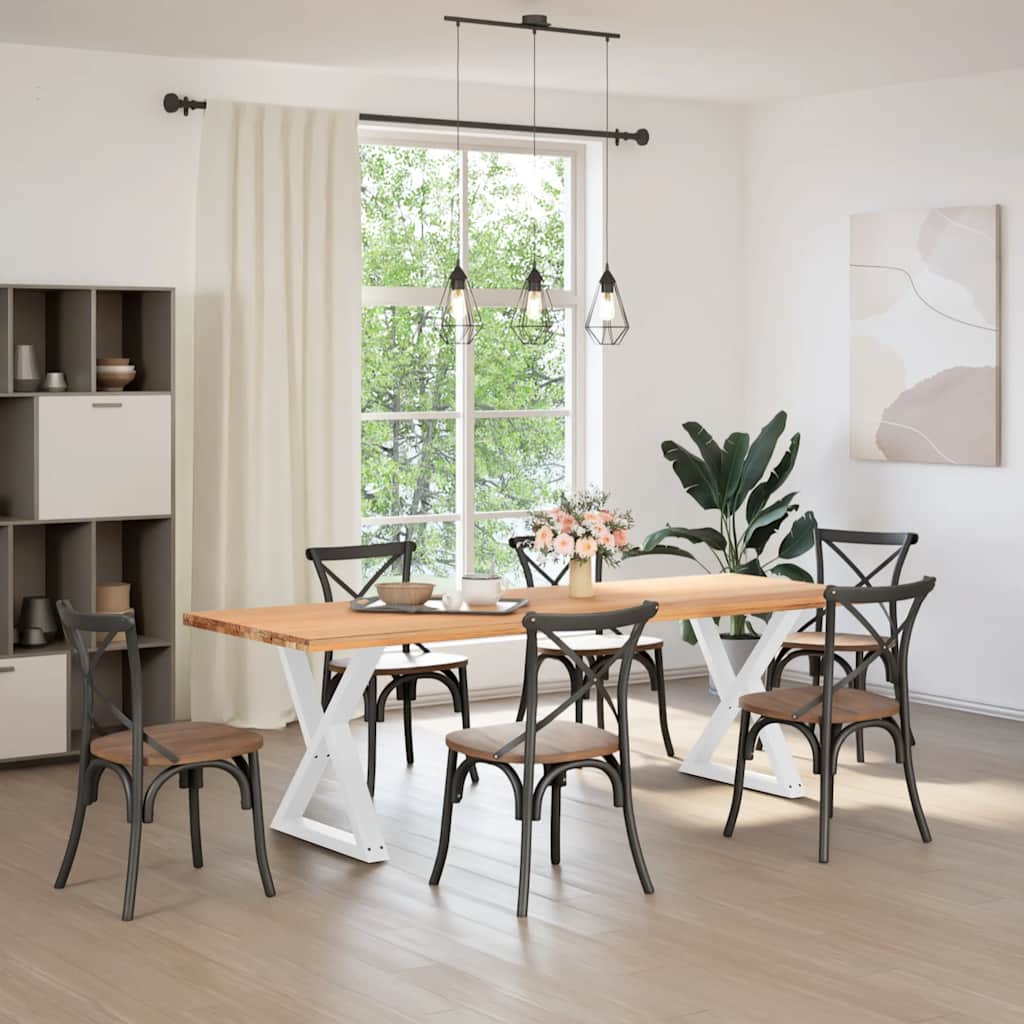 vidaXL Esstisch Beine 2 Stück Weiß 80x(72-73,3) cm Stahl