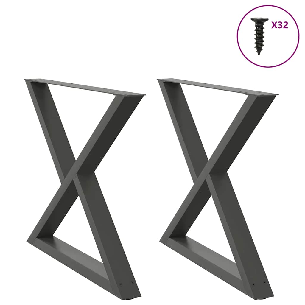vidaXL Esstisch Beine 2 Stück Schwarz 90x(72-73,3) cm Stahl
