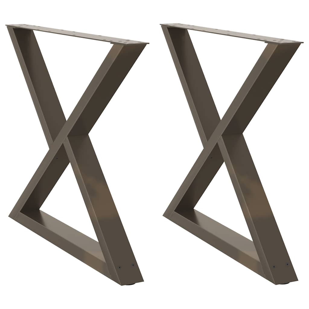 vidaXL Esstisch Beine 2 Stück Naturstahl 90x(72-73,3) cm Stahl